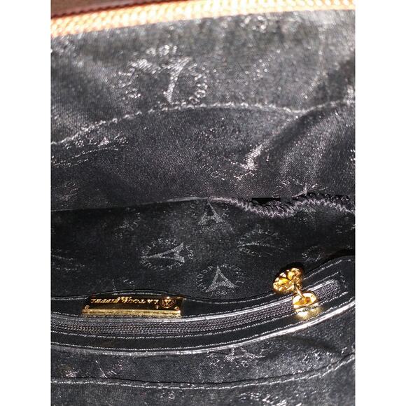 La Tour Eiffel 1887 Black Brown Pebbled Shoulder Bag Handbag Gold Hardware - Picture 10 of 16